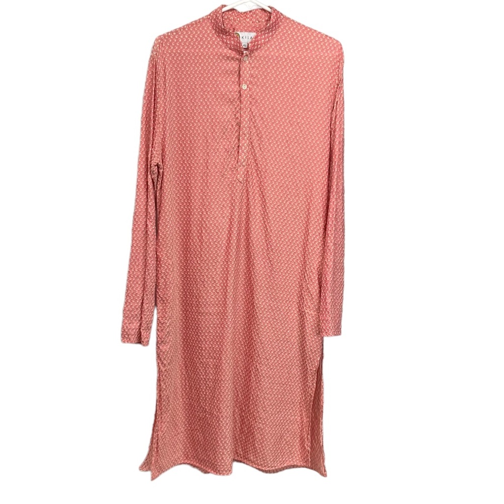 Kisah Kurta size 42 Dark Peach Jacquard with Cream Paisley Design
